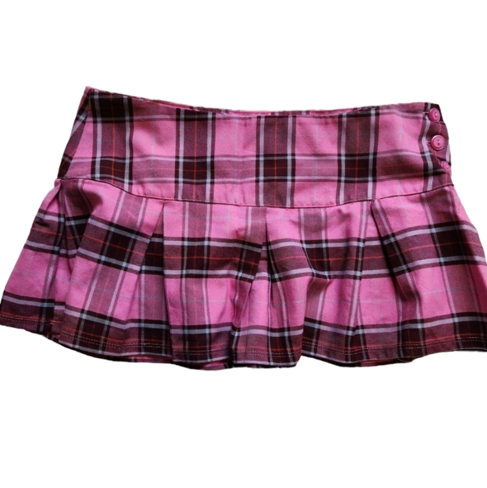 Punk pink plaid skirt by stationwagon
